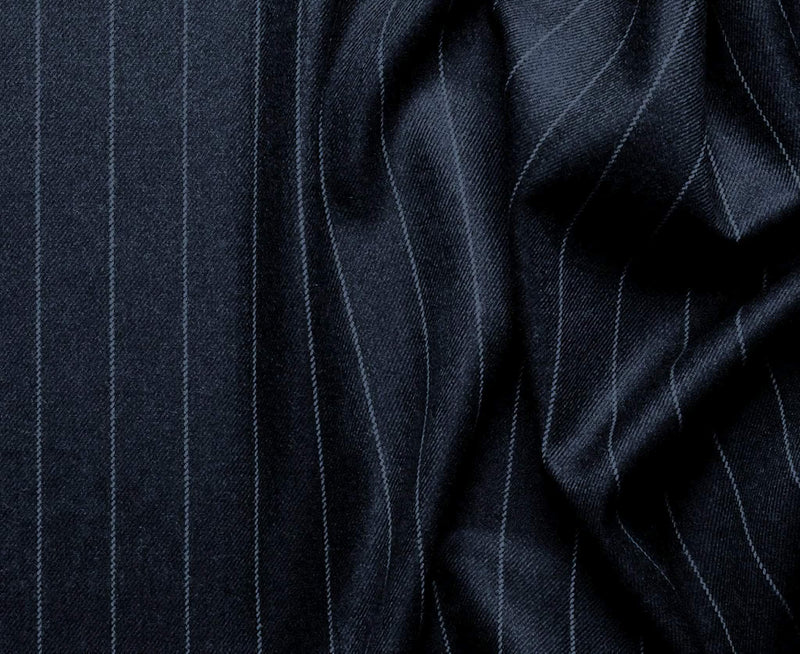Stripe Collection - Regular Fit 3 Piece Suit 2 Button Tone on Tone Stripe in Navy - Suits99