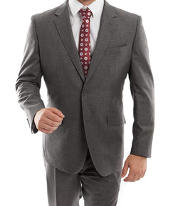 Wool Suit Modern Fit Italian Style 2 Piece in Dark Gray