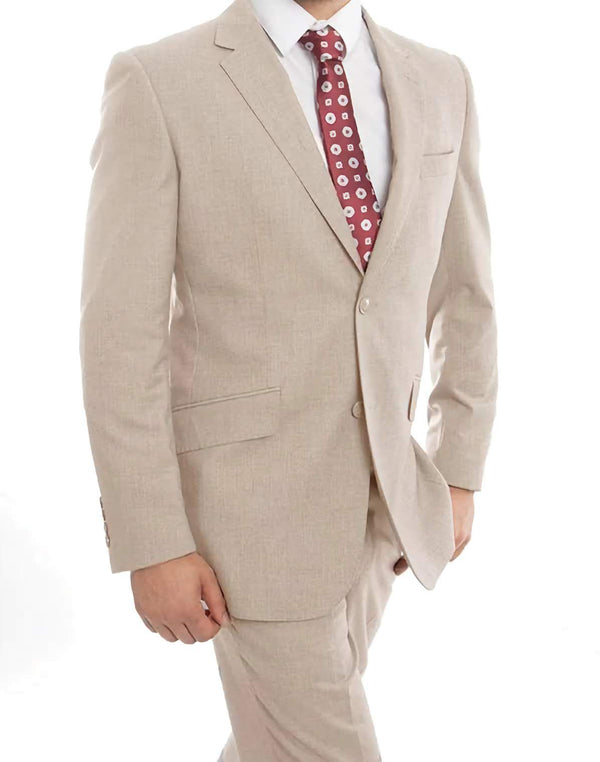 Wool Suit Modern Fit Italian Style 2 Piece in Tan