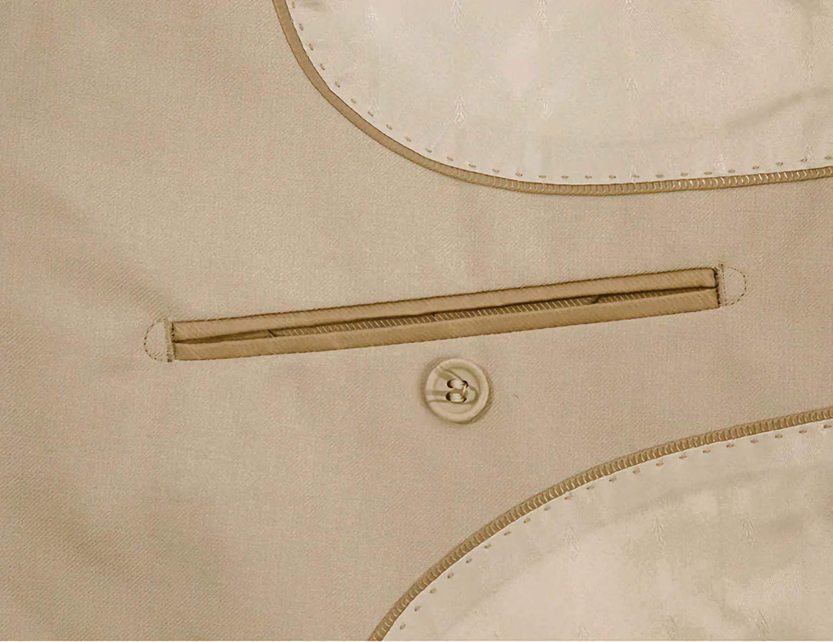Classic 2 Piece Suit 2 Buttons Regular Fit In Beige - Suits99