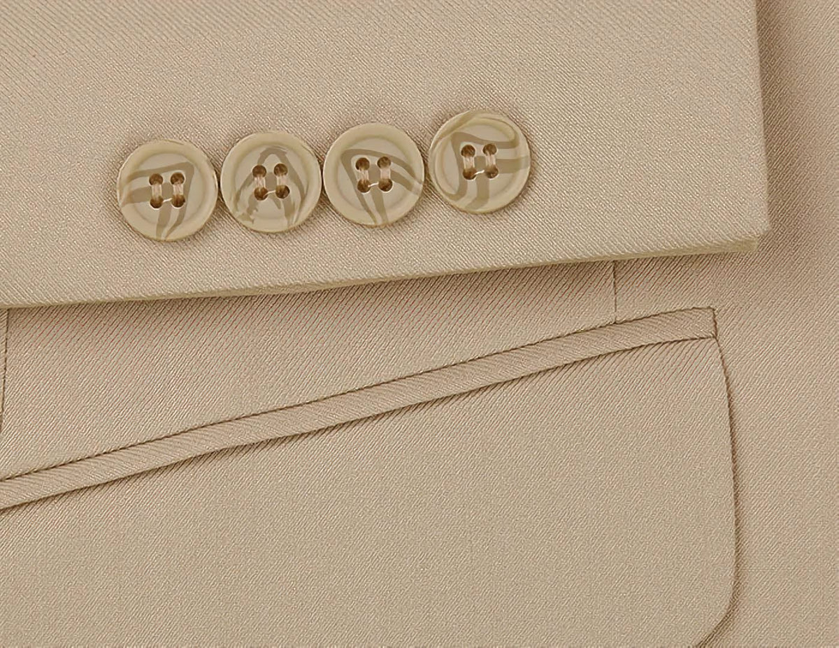 Classic 2 Piece Suit 2 Buttons Regular Fit In Beige - Suits99