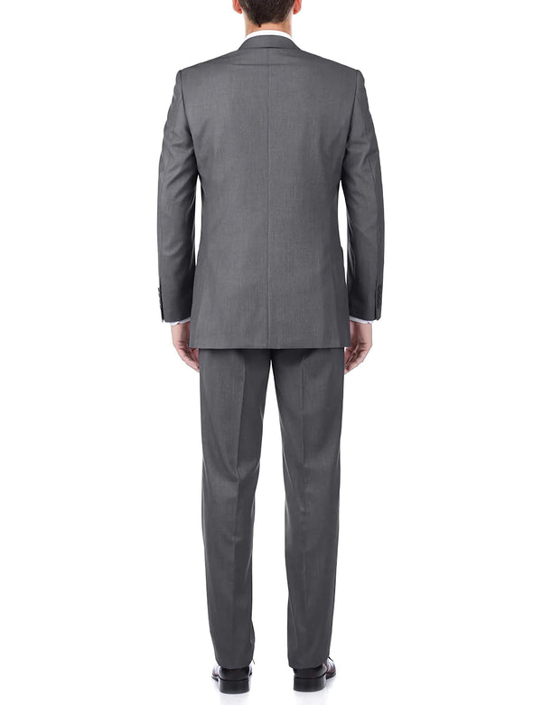 Gray 100% Virgin Wool Regular Fit Pick Stitch 2 Piece Suit 2 Button - Suits99