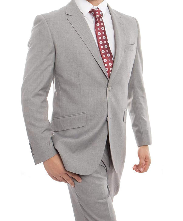 Wool Suit Modern Fit Italian Style 2 Piece in Gray - Suits99