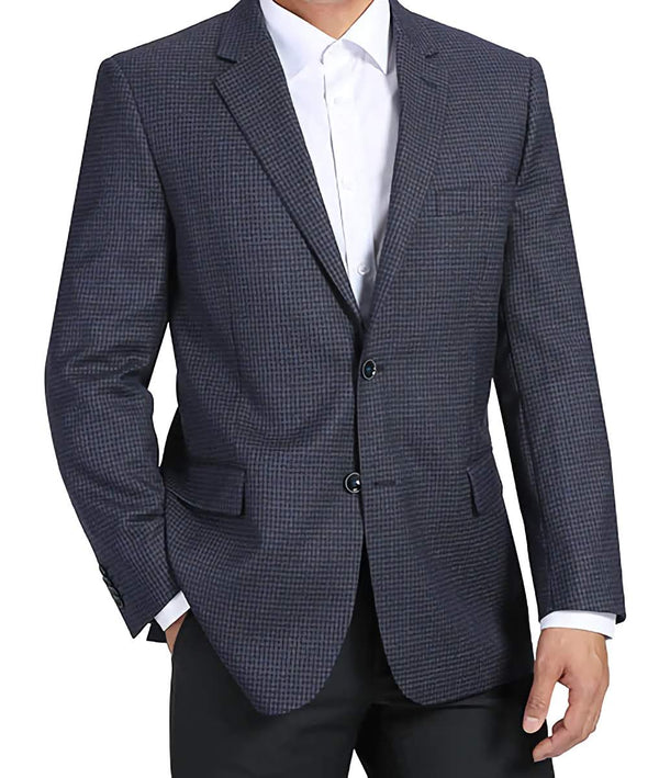 100% Wool Regular Fit 2 Button Blazer Mini Check in Navy