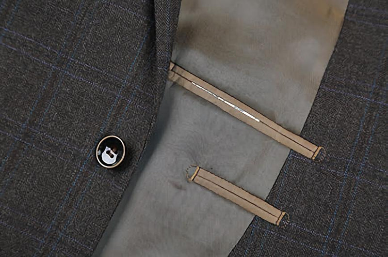 100% Wool Regular Fit 2 Button Blazer Glen Plaid in Brown - Suits99