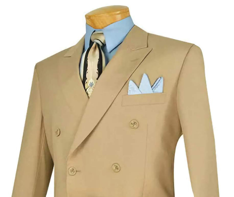 Ram Collection - Double Breasted Suit 2 Piece Regular Fit in Beige - Suits99