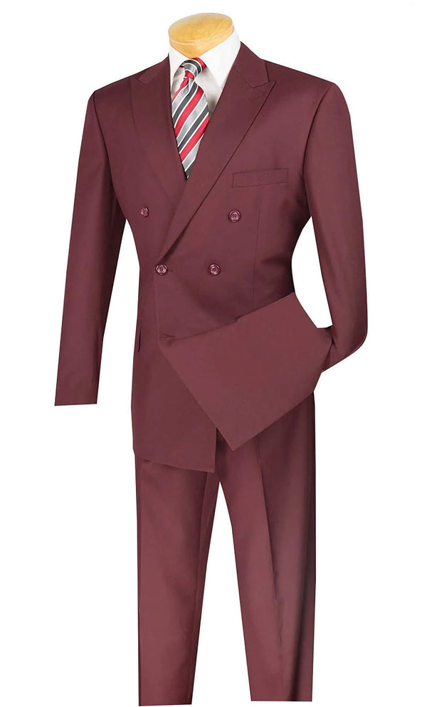 Ram Collection - Double Breasted Suit 2 Piece Regular Fit in Burgundy