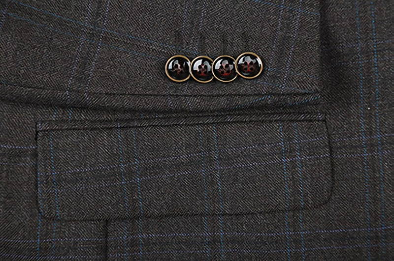 100% Wool Regular Fit 2 Button Blazer Glen Plaid in Brown - Suits99