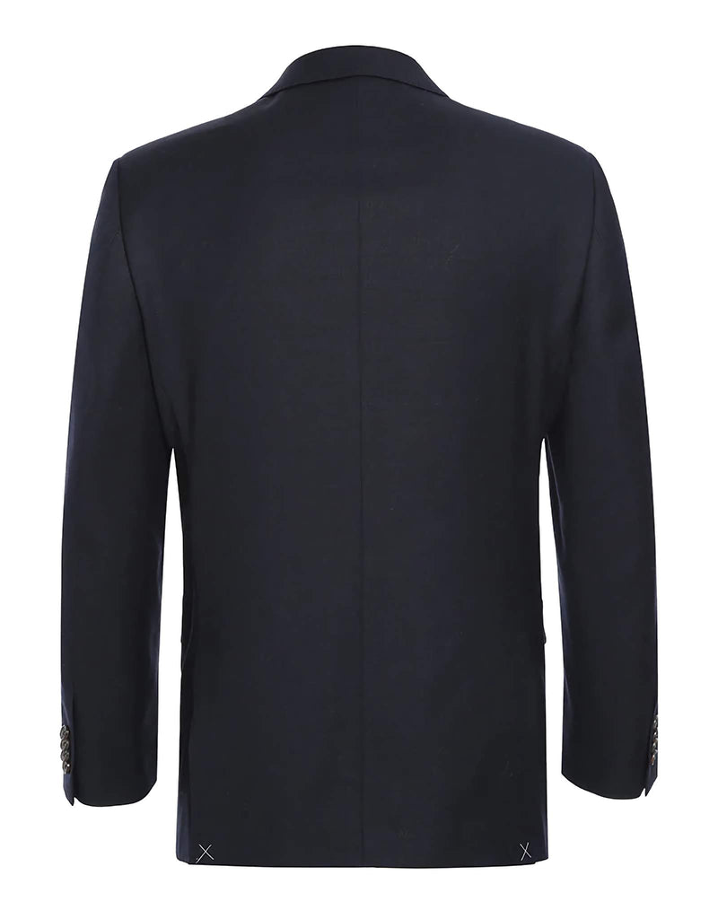 Wool Regular Fit Blazer Solid Color in Black - Suits99