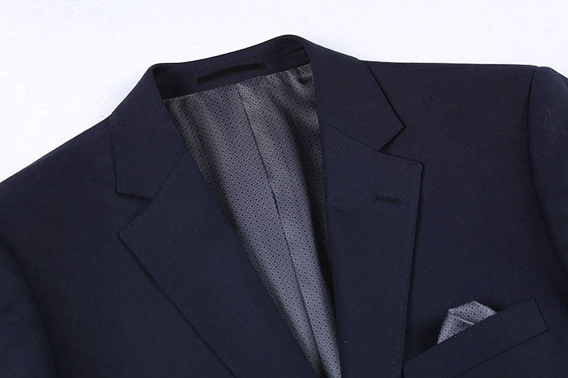 Wool Regular Fit Blazer Solid Color in Black - Suits99