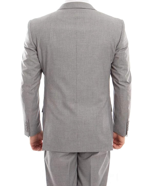 Wool Suit Modern Fit Italian Style 2 Piece in Gray - Suits99