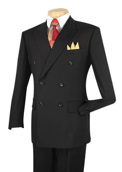 Ram Collection - Double Breasted Suit 2 Piece Regular Fit in Black - Suits99