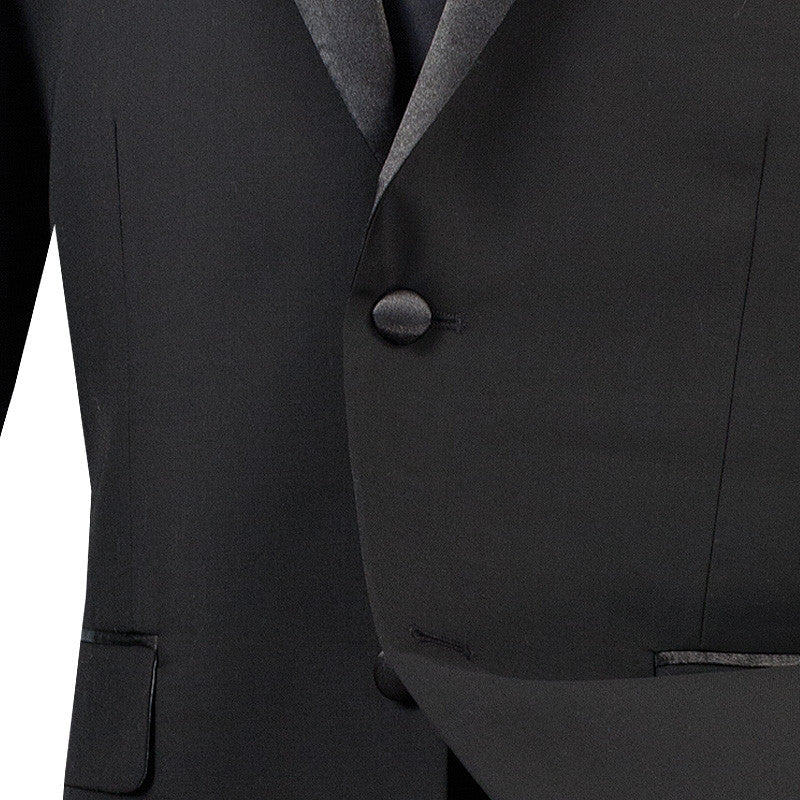 Slim Fit Tuxedo 2 Piece 2 Buttons Design in Black - Suits99