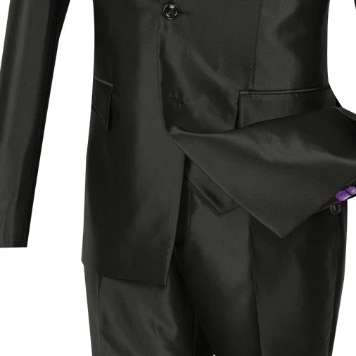 Designed Shiny Sharkskin Suit Ultra Slim Fit 3 Piece in Black - Suits99