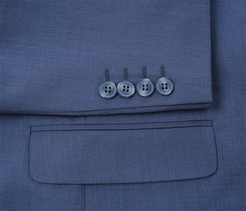 Regular Fit 2 Piece Notch Lapel 2 Button Suit In Blue