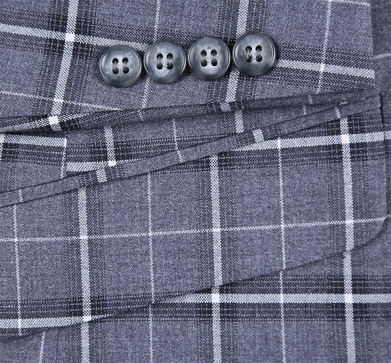 Regular Fit 2 Piece Notch Lapel Suit Gray Check Pattern - Suits99