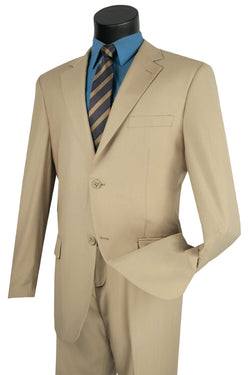 Light Beige Regular Fit 2 Piece Suit Flat Front Pants with 2″ Adjustable Waist Band