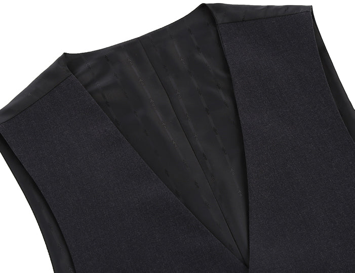 Vanderbilt Collection - Classic Dress Vest 5 Buttons Regular Fit In Charcoal - Suits99