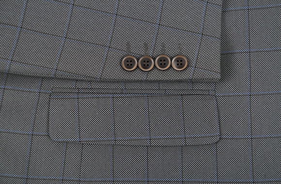 Trevi Collection - 2 Piece Suit 2 Buttons Windowpane Regular Fit In Gray - Suits99