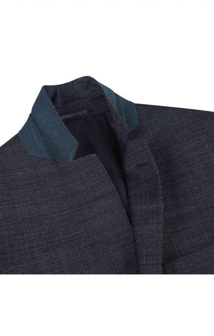 Wool Blend Slim Fit Suit 2 Piece Suit 2 Button in Charcoal - Suits99