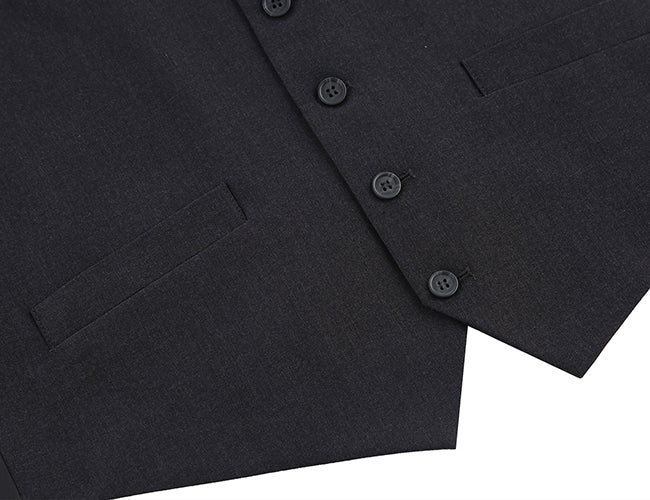 Vanderbilt Collection - Classic Dress Vest 5 Buttons Regular Fit In Charcoal - Suits99