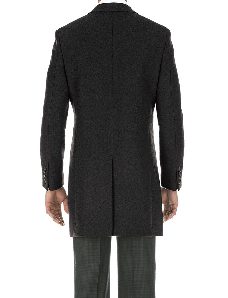 English Laundry Black Fall/Winter Essential Slim Fit Wool Blend Overcoat - Suits99