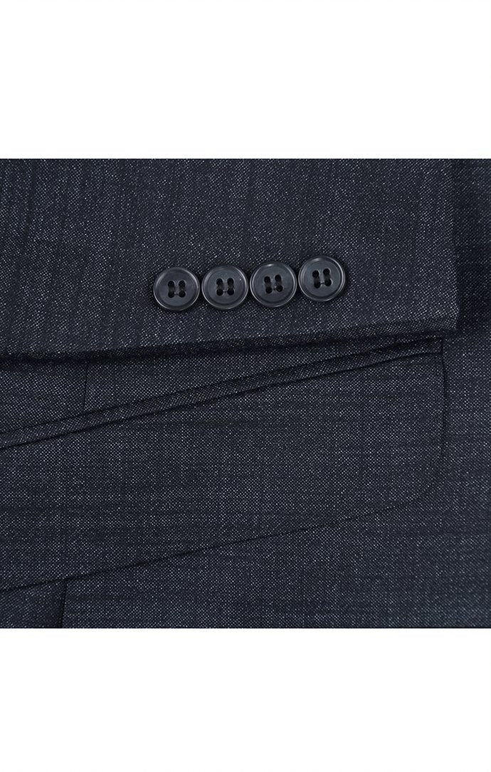 Wool Blend Slim Fit Suit 2 Piece Suit 2 Button in Charcoal - Suits99