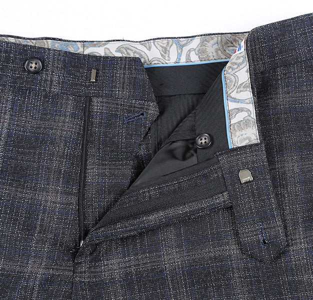 English Laundry 3-Piece Black Check Slim Fit Suit - Suits99