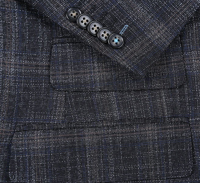English Laundry 3-Piece Black Check Slim Fit Suit - Suits99