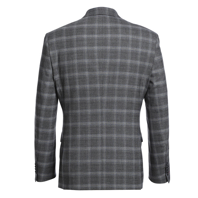 English Laundry Gray with White Blue Check Slim Fit Suit - Suits99