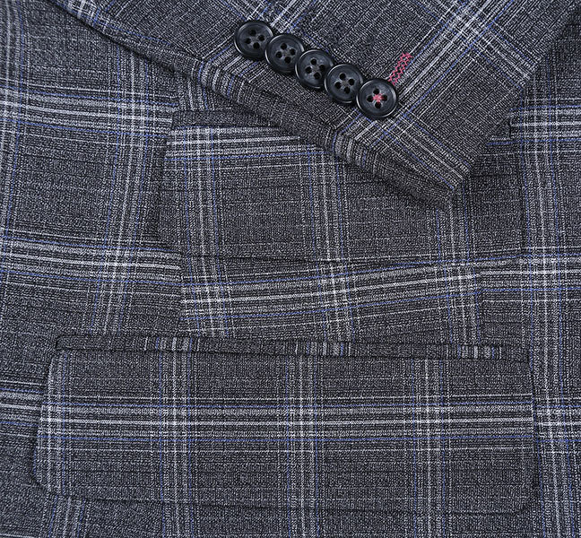 English Laundry Gray with White Blue Check Slim Fit Suit - Suits99