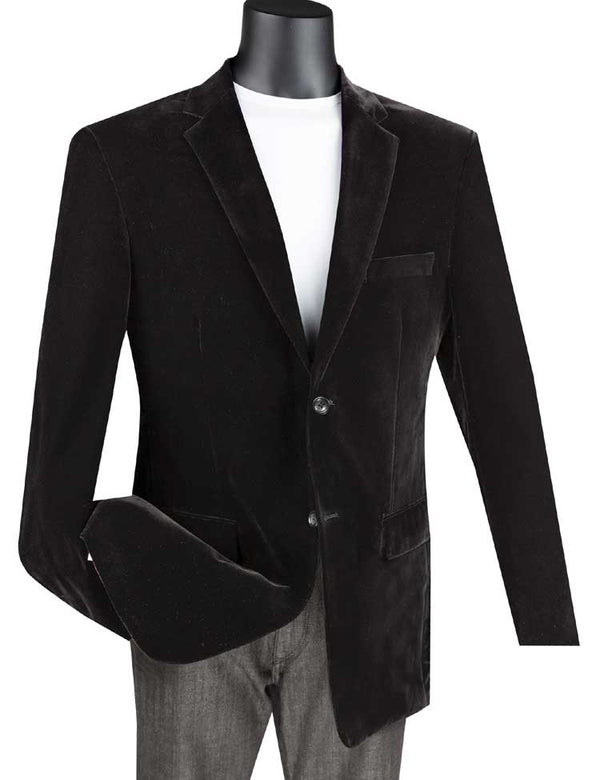 Velvet Regular Fit Fashion Jacket in Black