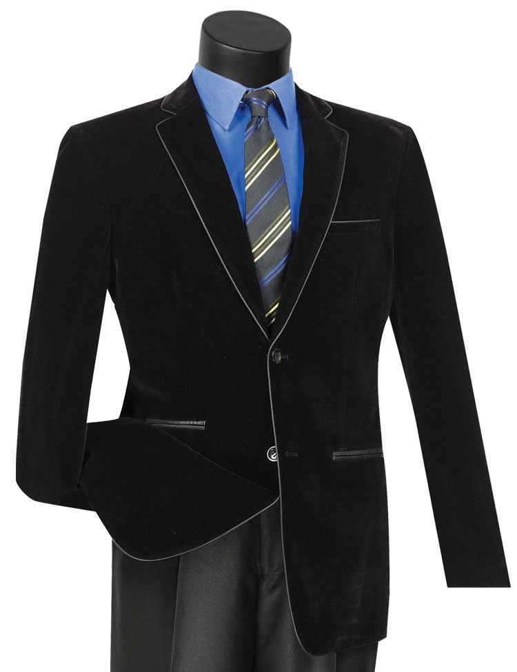 Black velvet Slim Fit  Blazer - Suits99