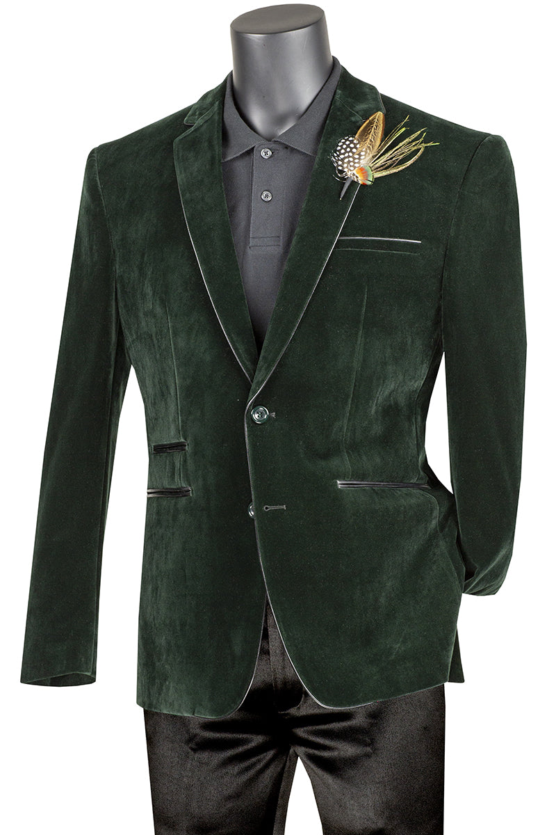 Emerald  Green velvet Slim Fit  Blazer - Suits99