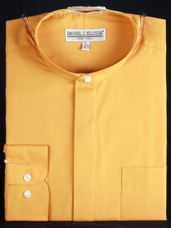 Basic Banded Collar Dress Shirt in Honey Gold