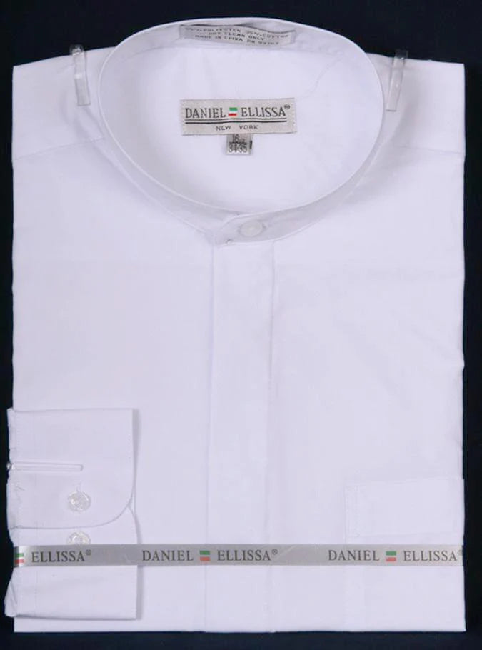 Basic Banded Collar Dress Shirt in White