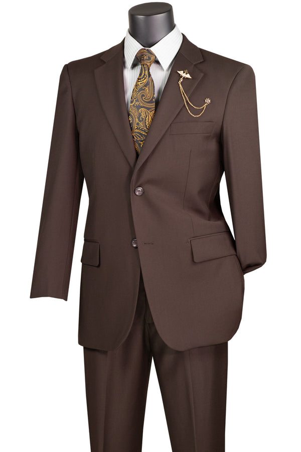 Brown Regular Fit 2 Piece Suit Flat Front Pants with 2″ Adjustable Waist Band