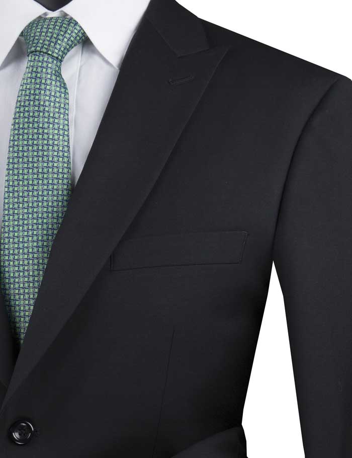 Black Modern Fit 2 Piece Suit Solid with Peak Lapel - Suits99
