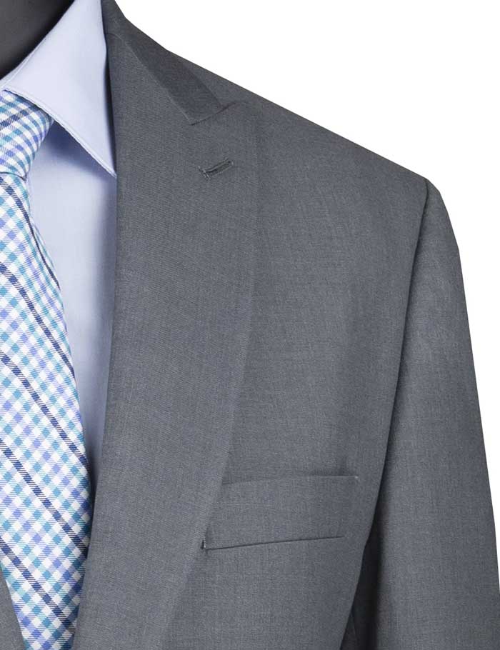 Medium Gray Modern Fit 2 Piece Suit Textured Solid with Peak Lapel