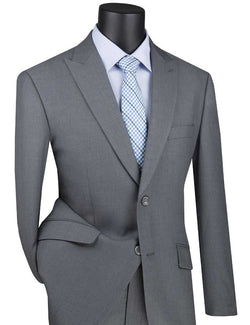 Medium Gray Modern Fit 2 Piece Suit Textured Solid with Peak Lapel