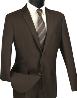 Men's Slim Fit Suit 2 Piece Single Breasted Brown