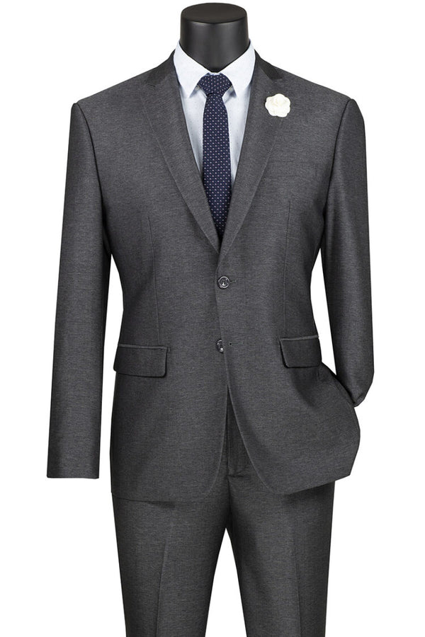 Men's Slim Fit Suit 2 Piece Single Breasted Smoke Gray