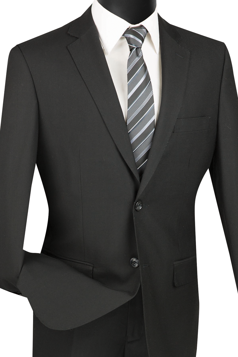 Slim Fit Men's Suit 2 Piece 2 Button in Black