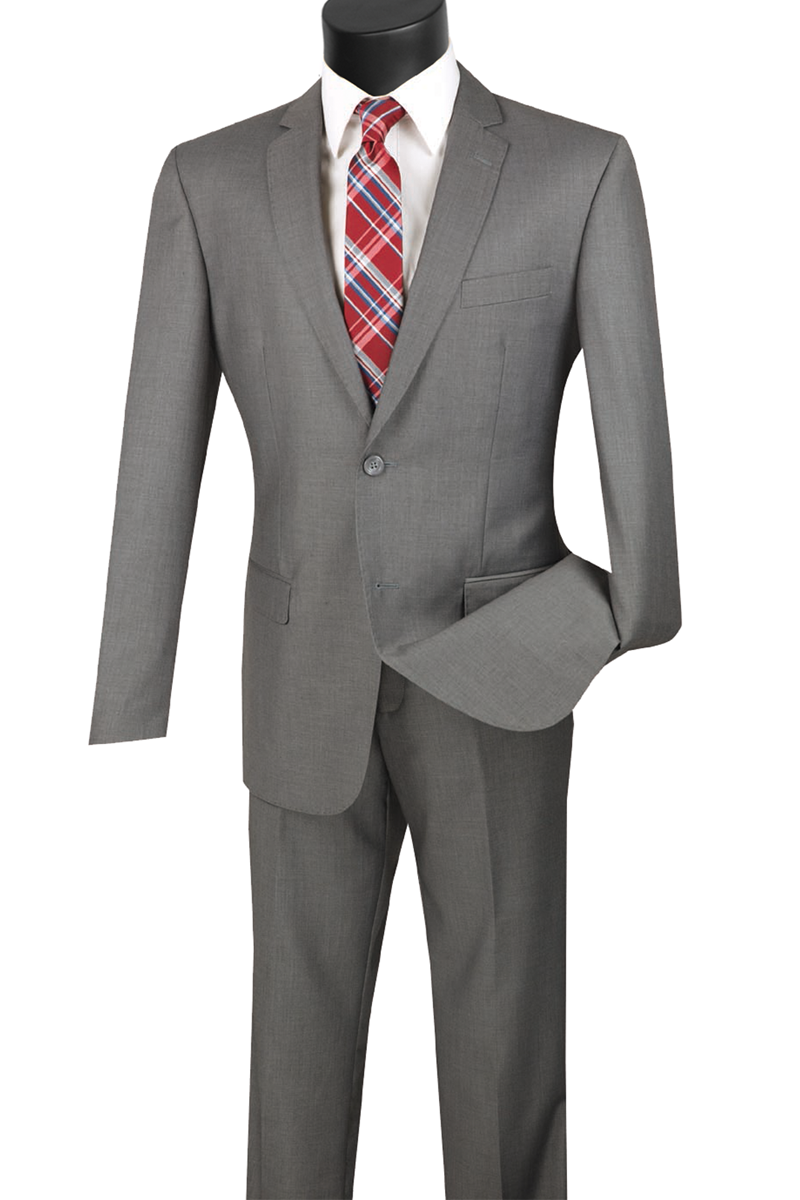 Slim Fit Men's Suit 2 Piece 2 Button in Gray
