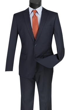 Slim Fit Men's Suit 2 Piece 2 Button in Navy