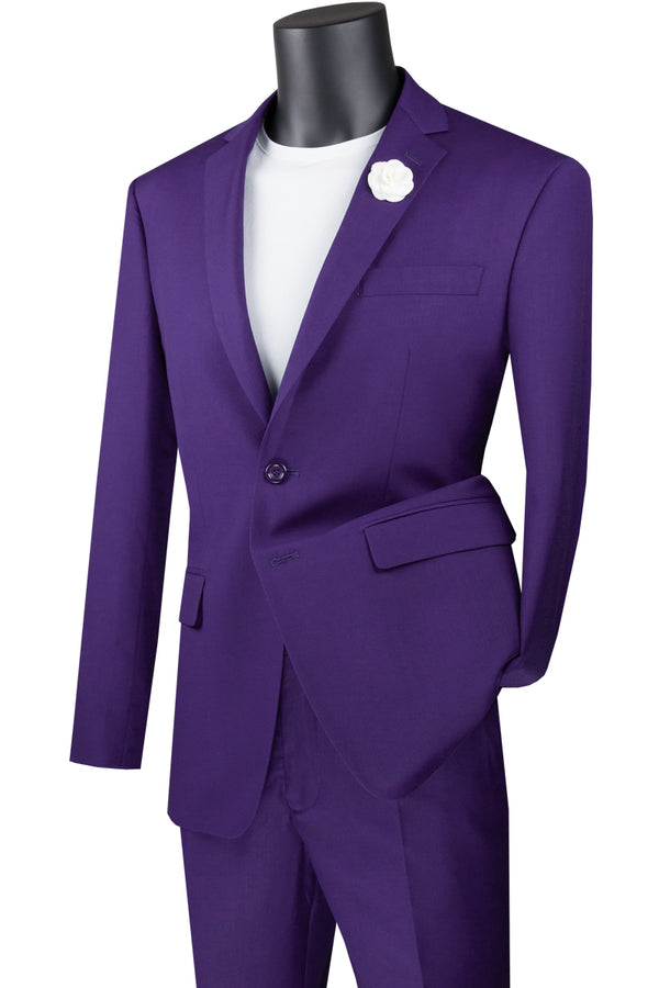 Slim Fit Men's Suit 2 Piece 2 Button in Purple