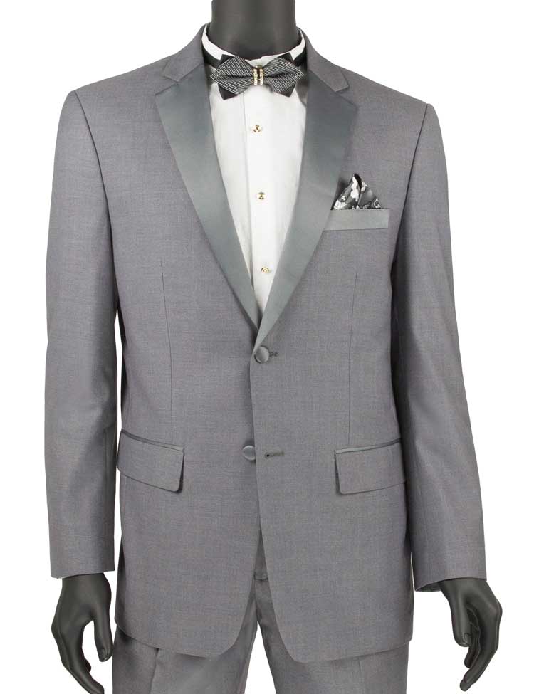 Slim Fit Tuxedo 2 Piece 2 Buttons Design in Gray