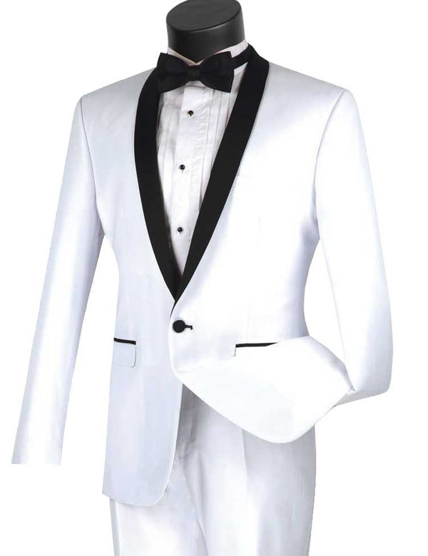 Wedding Collection - Shawl Collar Slim Fit Tuxedo 2 Piece 1 Button white