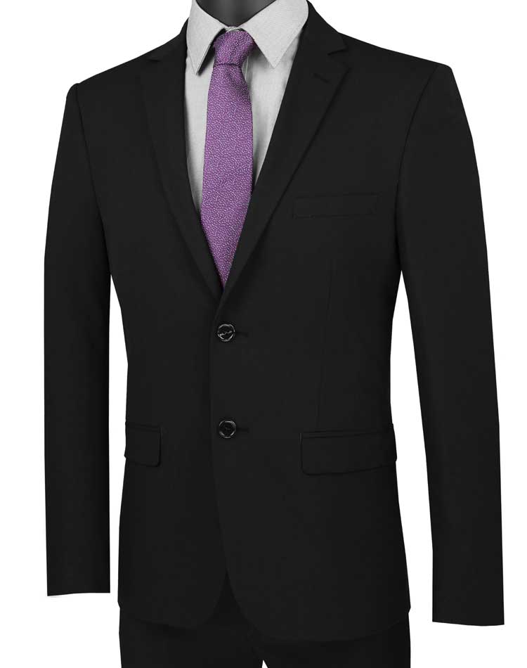 Black Ultra Slim Fit Suit 2 Buttons 2 Piece