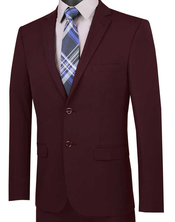 Burgundy Ultra Slim Fit Suit 2 Buttons 2 Piece